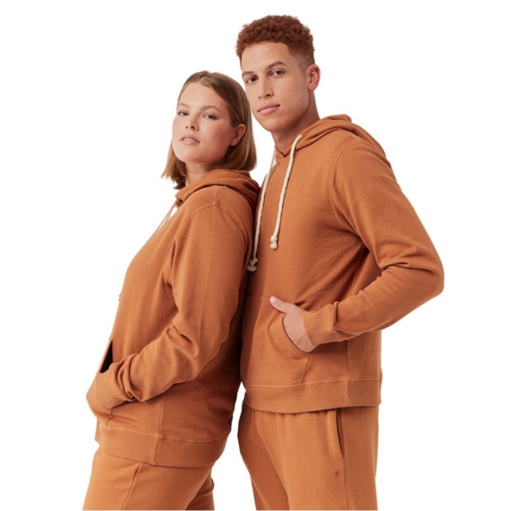 Pact One For All Organic Cotton Unisex Pullover Hoodie Amber Brown Orange XS